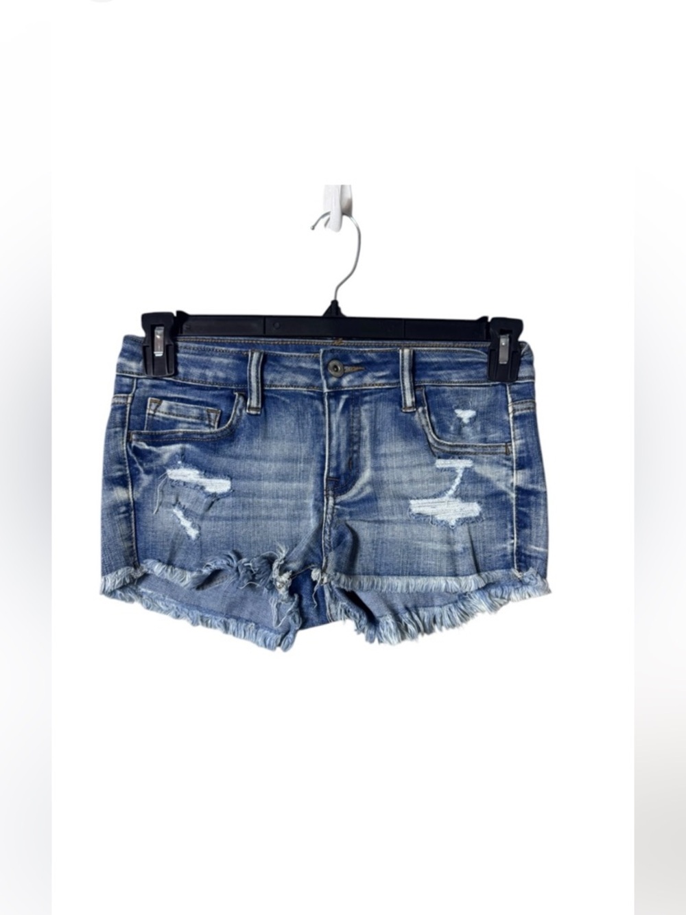 Y2K Vintage Klique B Micro Mini Low Rise Blue Jean Shorts Small Distressed 90s